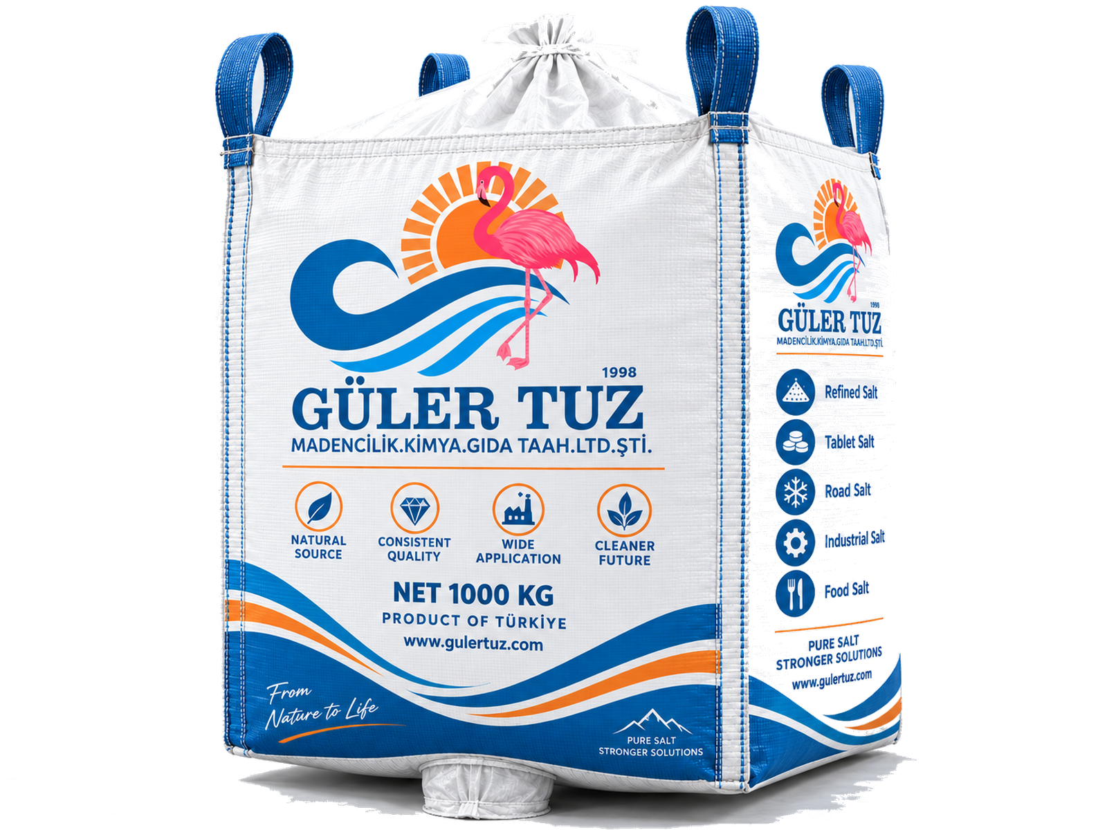 Sal cloro-álcali Güler Tuz – embalagem original em big bag, entrega em grandes volumes
